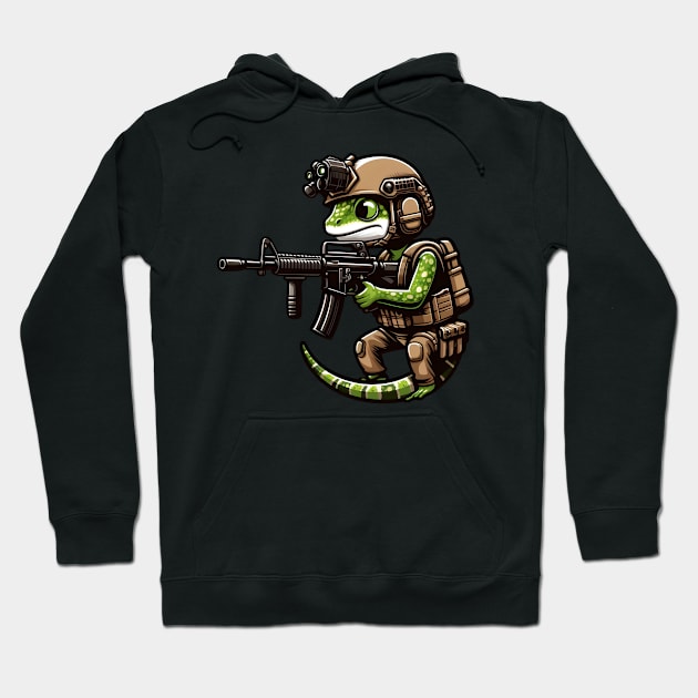 Tactical Gecko Hoodie by Rawlifegraphic